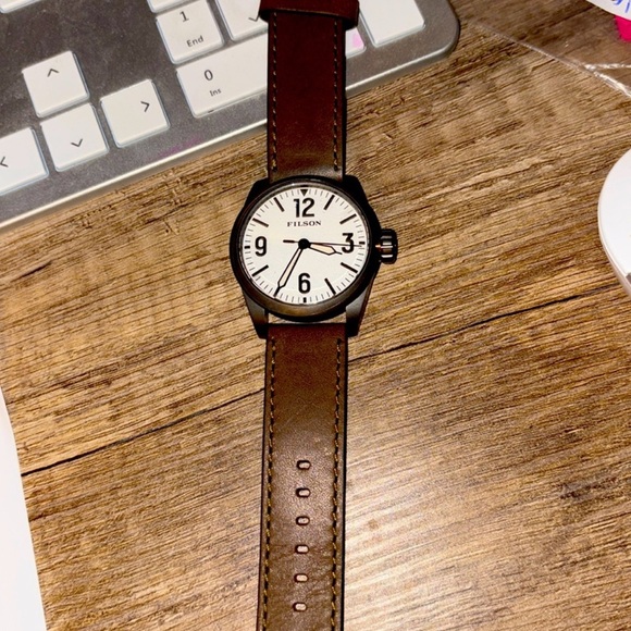 Filson Black and Brown Leather Watch